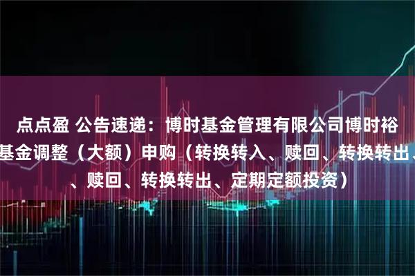 点点盈 公告速递：博时基金管理有限公司博时裕康纯债债券基金基金调整（大额）申购（转换转入、赎回、转换转出、定期定额投资）